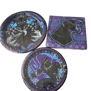 Marvel Avengers Black Panther Party Supplies Set, Dinner Dessert Plates, Napkins